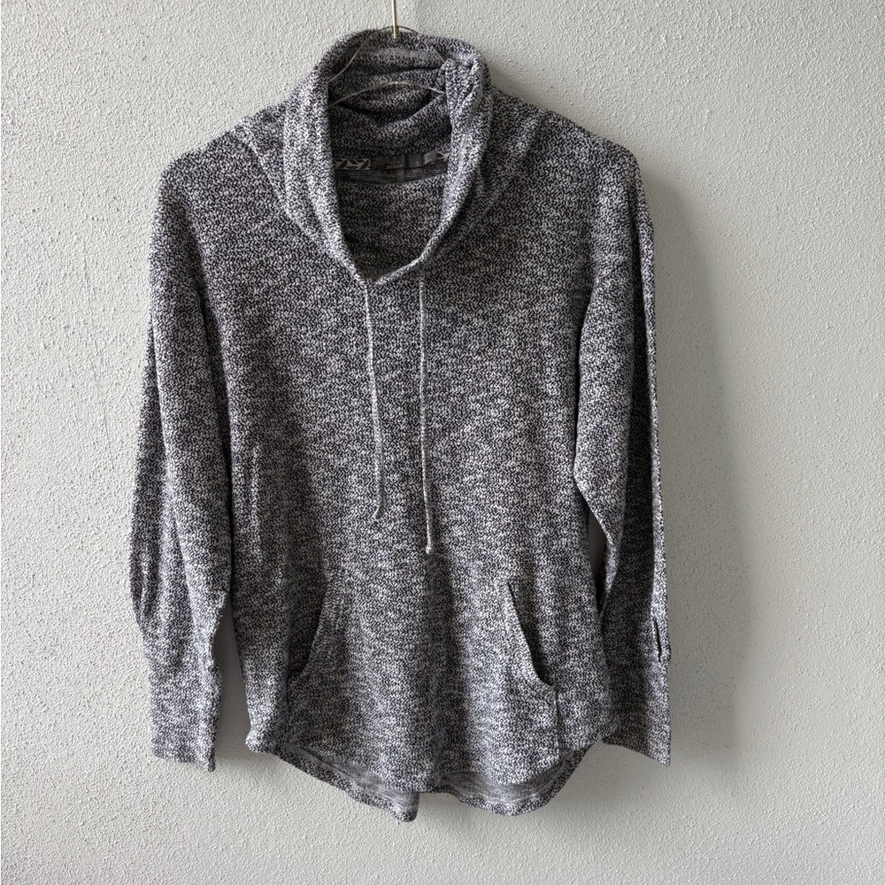 Prana Size S Charcoal Marled Popover Loose High Neck Kangaroo pockets‎